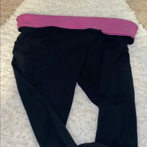 Purple fold over waistband leggings